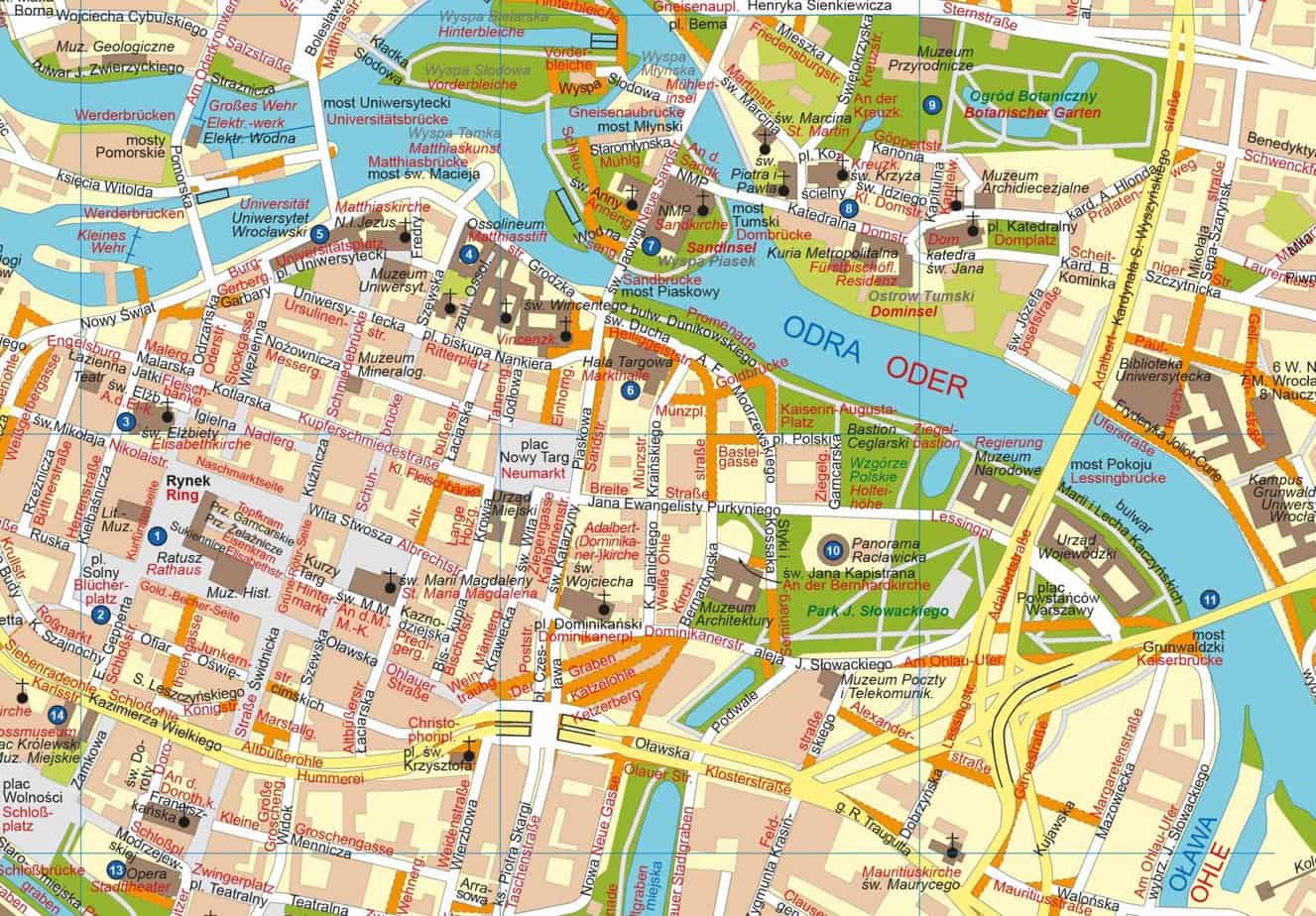 Stadtplan Breslau/Wrocław heute und 1932 – BLOCHPLAN